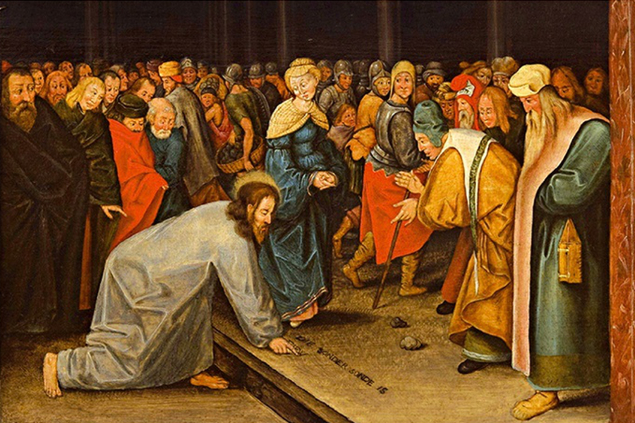 Chrystus i cudzołożnica. Autor: Pieter Brueghel Młodszy